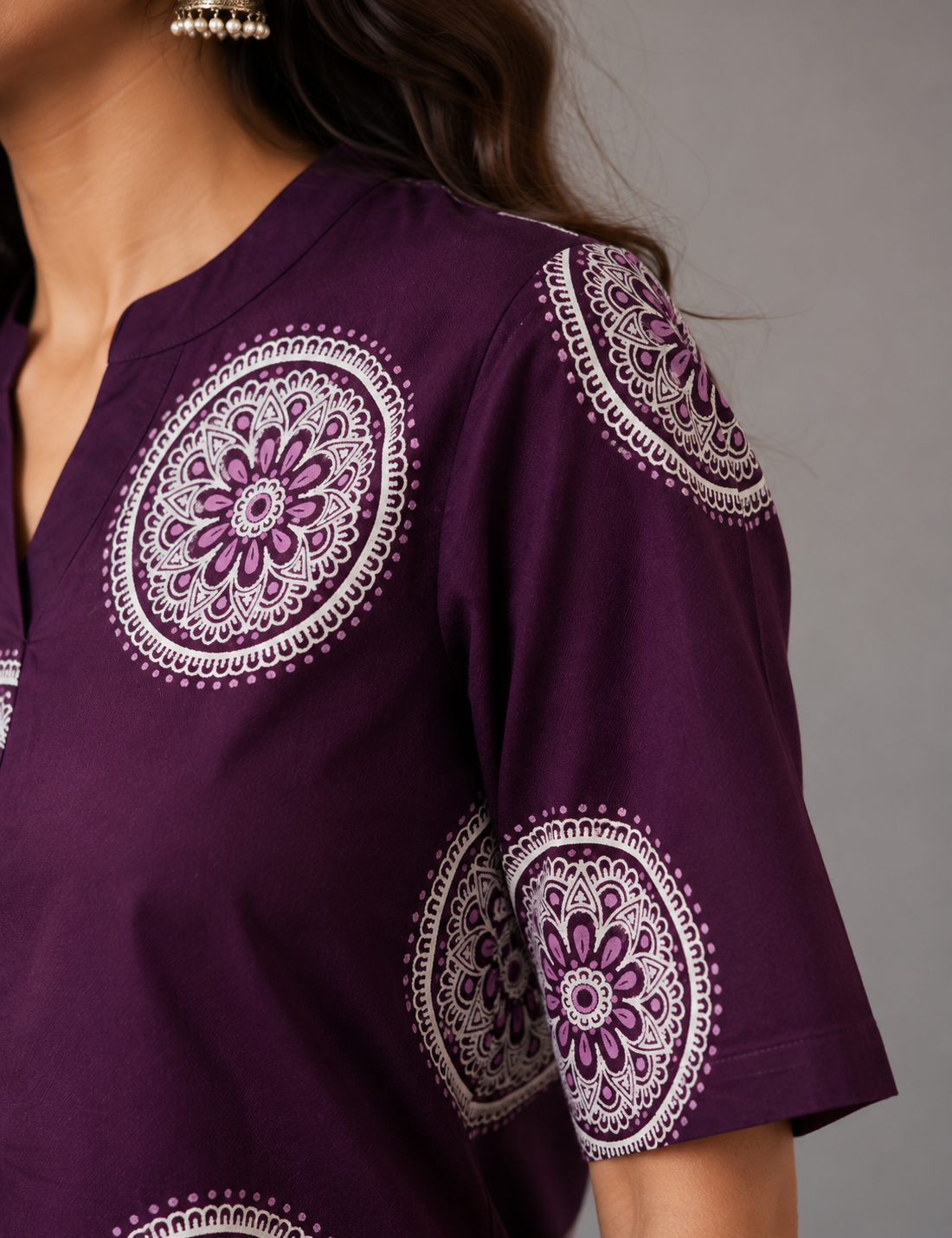 Women's Purple Cotton Printed Co-Ord Set