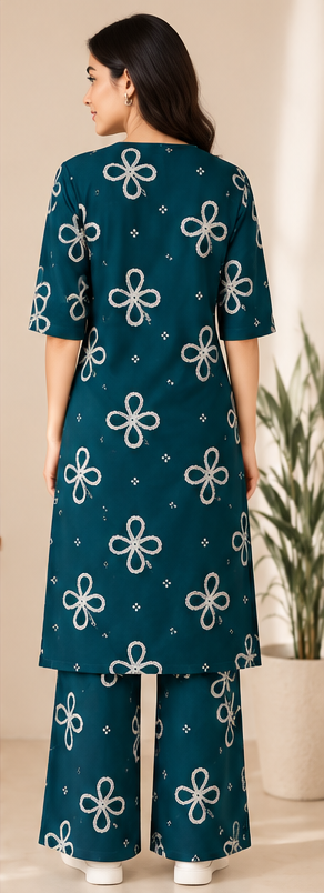 Women's Premium Cotton Floral Printed Co-ord Set