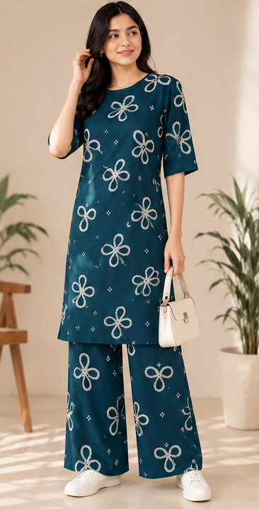 Women's Premium Cotton Floral Printed Co-ord Set