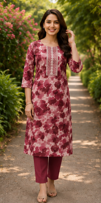 Rose Bloom Soft Cotton Printed Kurta