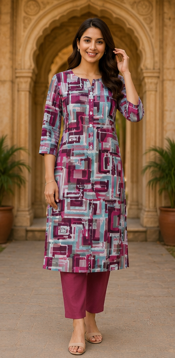 Modern Mosaic Soft Cotton Printed Kurta