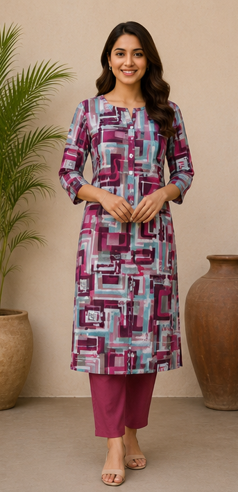 Modern Mosaic Soft Cotton Printed Kurta