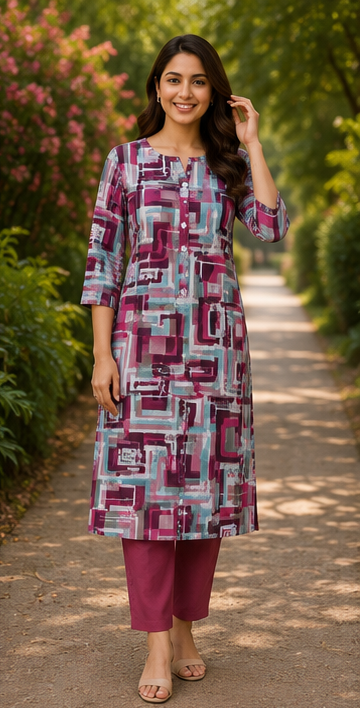 Modern Mosaic Soft Cotton Printed Kurta