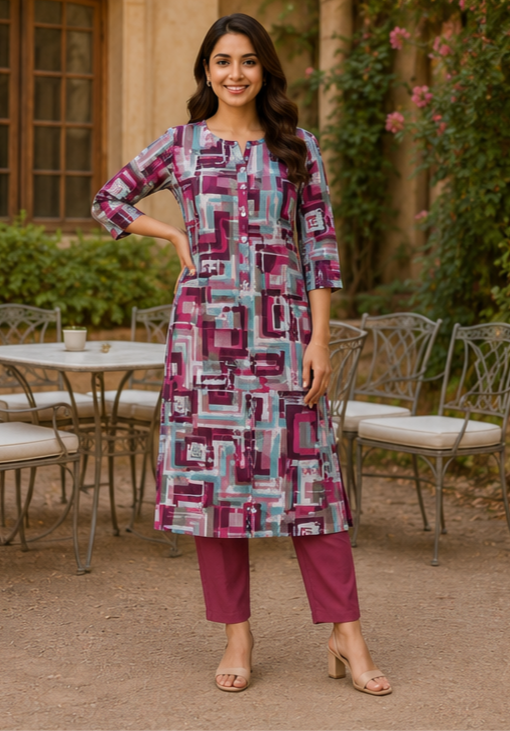 Modern Mosaic Soft Cotton Printed Kurta