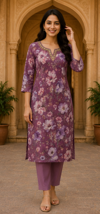 Women's Soft Cotton Floral Printed Kurta