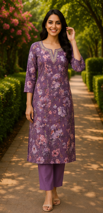 Women's Soft Cotton Floral Printed Kurta
