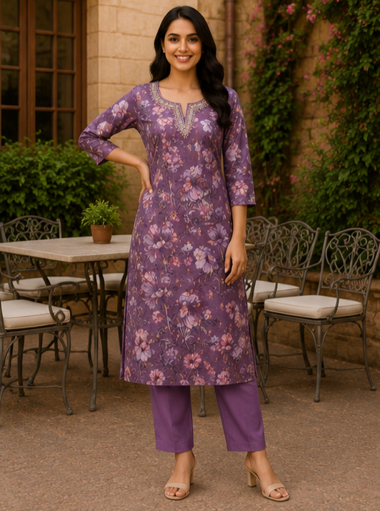 Women's Soft Cotton Floral Printed Kurta